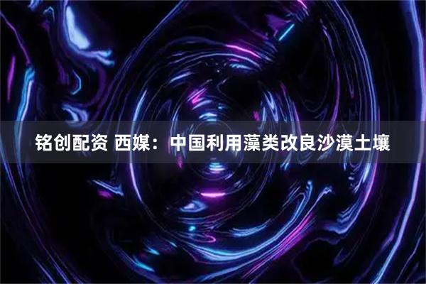 铭创配资 西媒：中国利用藻类改良沙漠土壤